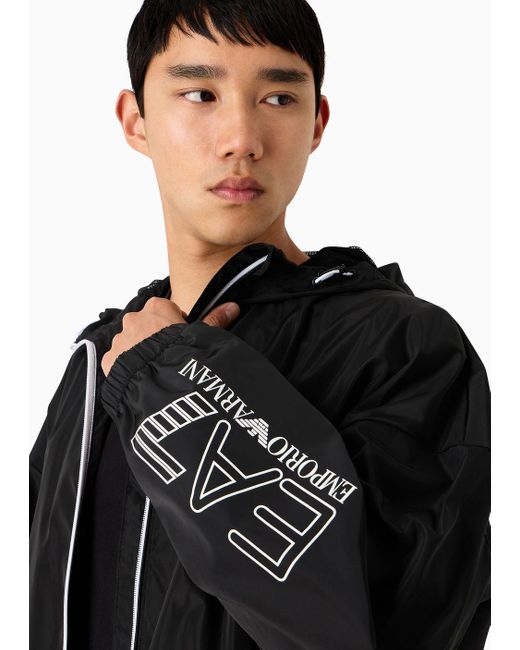 EA7 Black Core Identity Unisex Hooded Jacket In Recycled Fabric