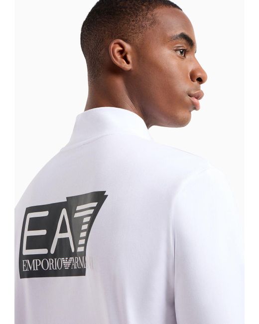 EA7 White Visibility Cotton Zip-up Sweatshirt for men