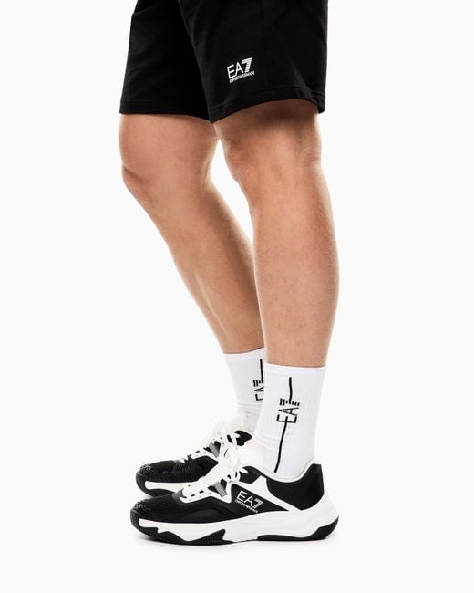 EA7 White Running Sneaker With A Breathable Mesh Upper New Padel