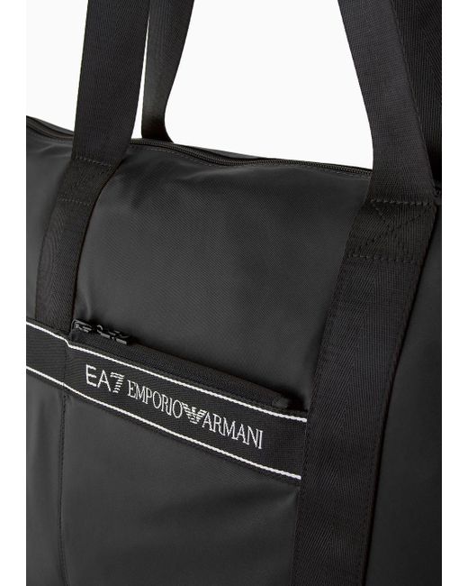 Borsa Shopping Packable In Tessuto Tecnico di EA7 in Black
