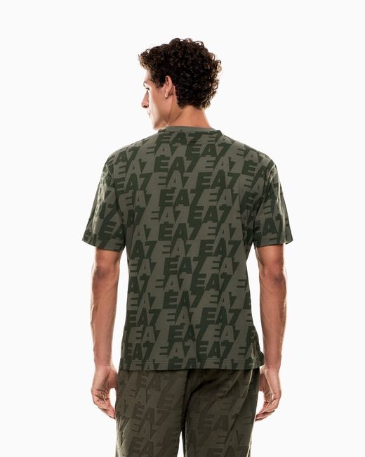 EA7 Green Asv Logo Series Organic-Cotton Crew-Neck T-Shirt for men
