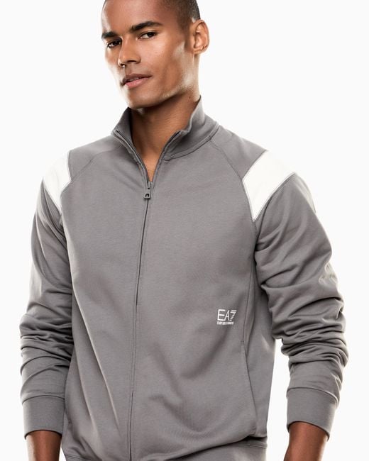 EA7 Gray Core Identity Cotton Tracksuit for men