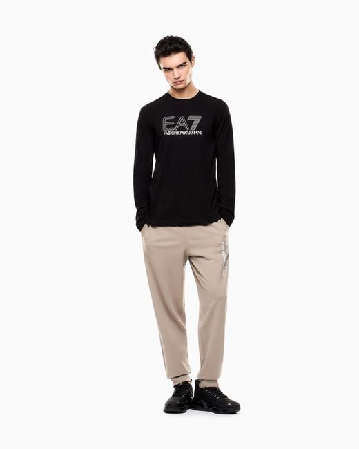 EA7 Black Visibility Long-Sleeved T-Shirt for men