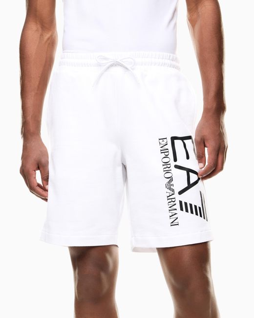 EA7 White Core Identity Cotton Shorts for men