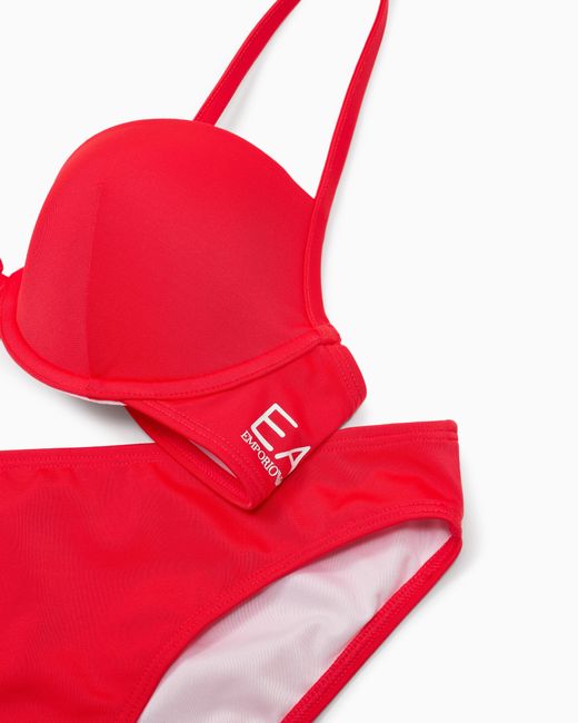EA7 Red Push-Up Bralette Bikini With Logo