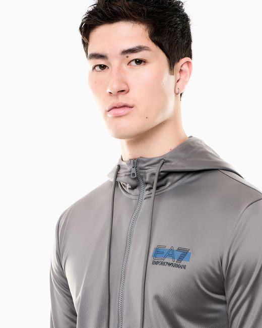 EA7 Gray Tracksuit Visibility With Hood And Full Zip for men