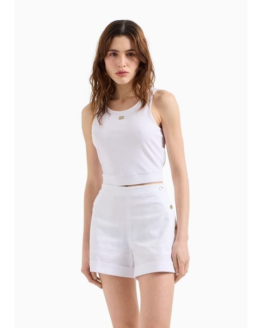 EA7 White Costa Smeralda Stretch-cotton Shorts