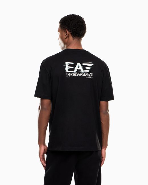 EA7 Black Visibility Cotton Jersey T-Shirt for men