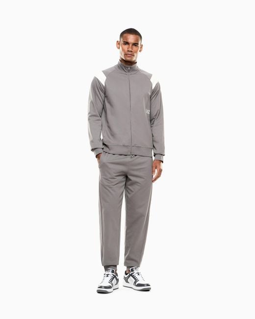 EA7 Gray Core Identity Cotton Tracksuit for men