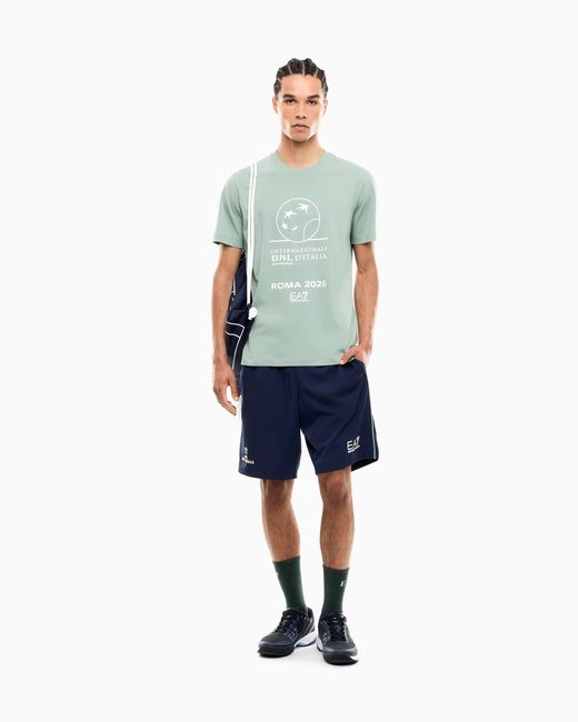 EA7 Blue Internazionali Bnl D'Italia Cotton Crew-Neck T-Shirt for men