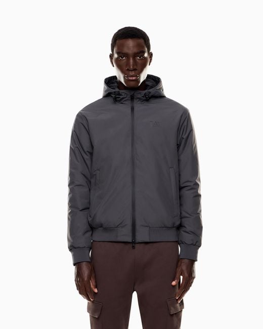 EA7 Core Identity Bomberjacke Mit Kapuze Aus Funktionsgewebe in Gray für Herren