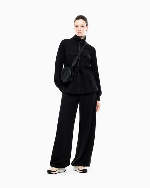 EA7 Blue Trouser Train Sport Travel Over Fit Interlock Stretch