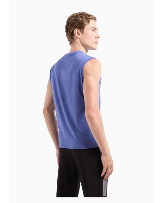 EA7 Blue Lux Identity Modal-blend Crew-neck T-shirt for men