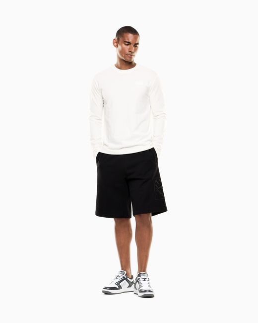 EA7 White Logo Series Cotton Jersey Long-Sleeved T-Shirt for men