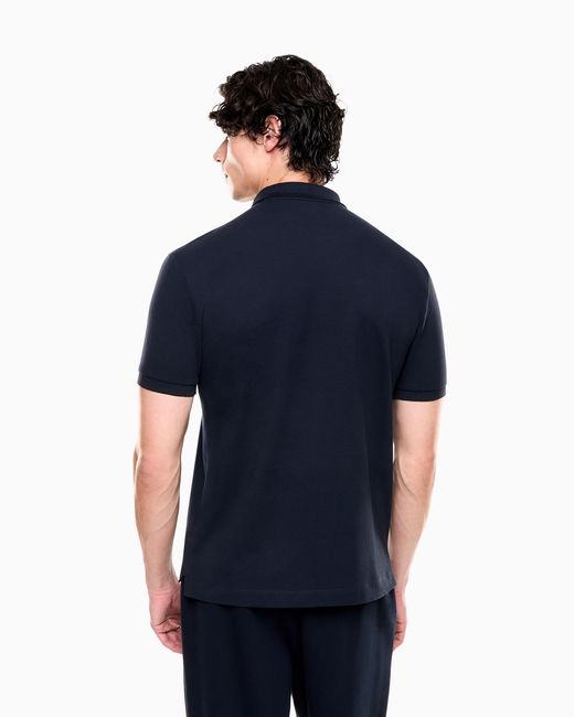 EA7 Blue Tennis Club Stretch Cotton Piqué Polo Shirt for men
