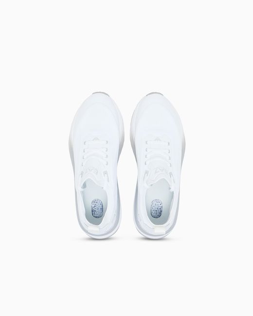 EA7 White Crusher Sonic Knit Sneakers