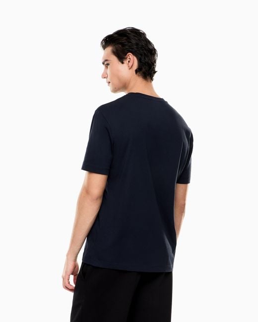EA7 Blue Premium Label Cotton Jersey Crew-Neck T-Shirt for men