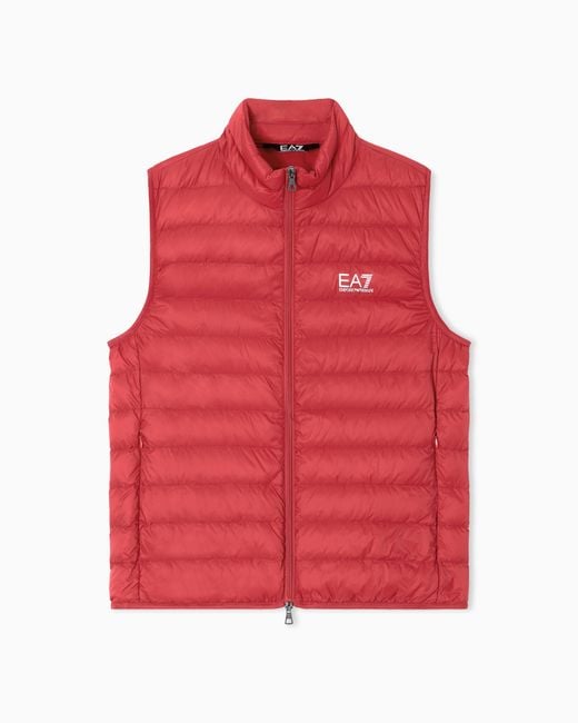 EA7 Red Packable Gilet With Zip And Down Padding Core Identity for men