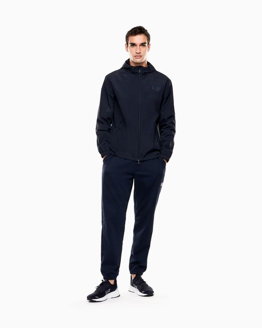 EA7 Blue Logo Series Nylon Hooded Jacket for men