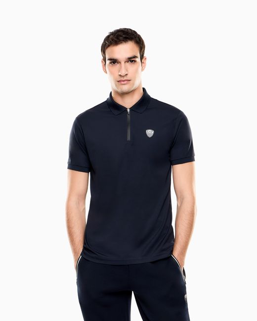 EA7 Blue Slim-Fit Polo Shirt Premium Shield for men