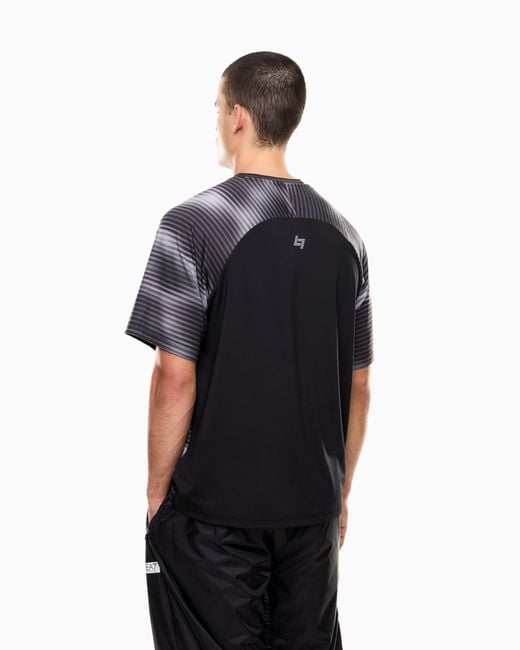 EA7 Blue Dynamic Athlete Printed T-Shirt for men