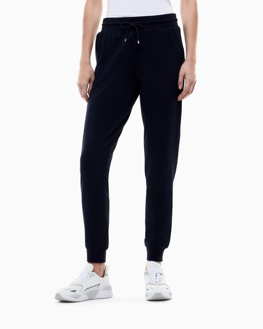 EA7 Blue Cotton Stretch Joggers With An Elastic Waist Core Lady