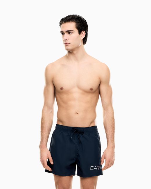 EA7 Blue Emporio Armani Logo Swim Shorts Armani/Tanger for men