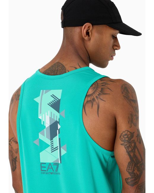 EA7 Green Dynamic Athlete Tank Top In Ventus7 Technical Fabric for men