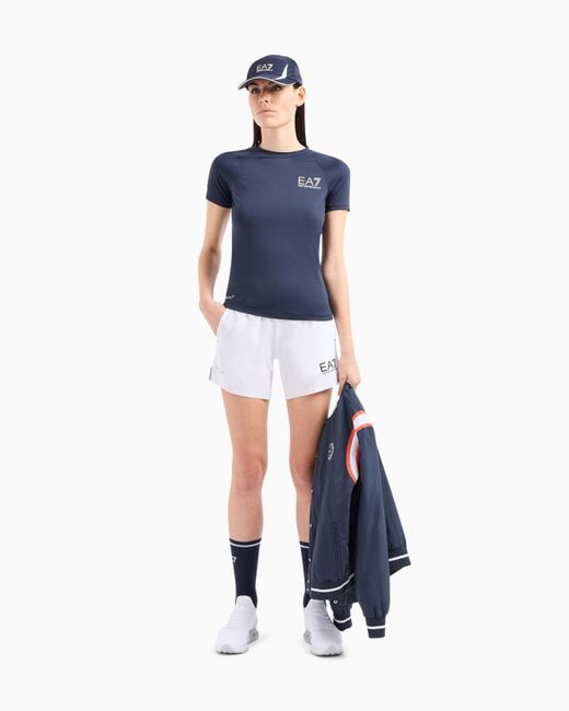 EA7 White Ventus7 Shorts With Side Pockets And Drawstring Tennis Pro