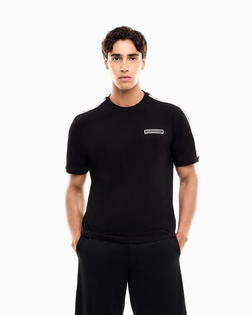 EA7 Black T-Shirt Logo Series Regular Fit Cotton Jersey for men