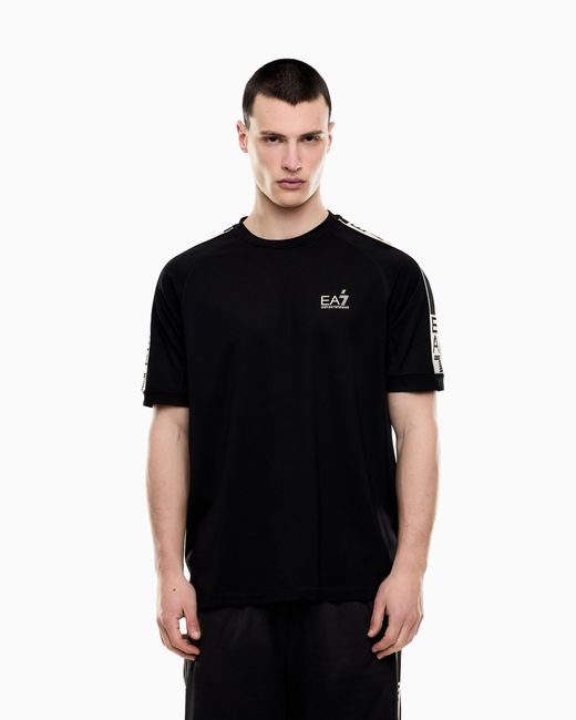 EA7 Black Graphic Series Stretch Viscose-Blend T-Shirt for men