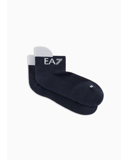 EA7 Blue Tennis Pro Cotton-blend Ankle Socks