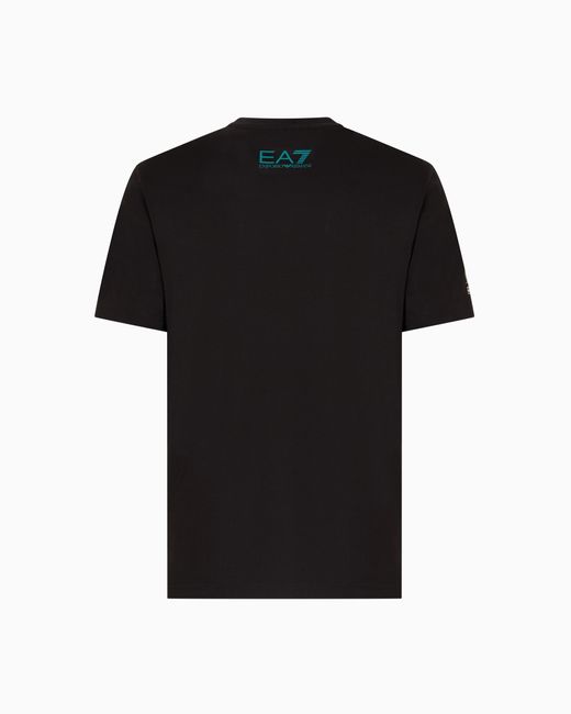 EA7 Internazionali Bnl D'Italia Baumwoll-T-Shirt Mit Rundhalsausschnitt in Black für Herren