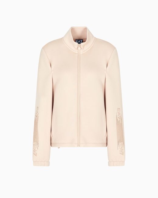 EA7 Natural Logo Series Sweatshirt Mit Reißverschluss Aus Baumwollmischgewebe