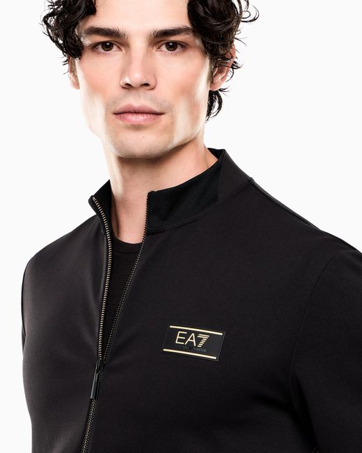 EA7 Blue Stretch Viscose-Blend Sweatshirt for men