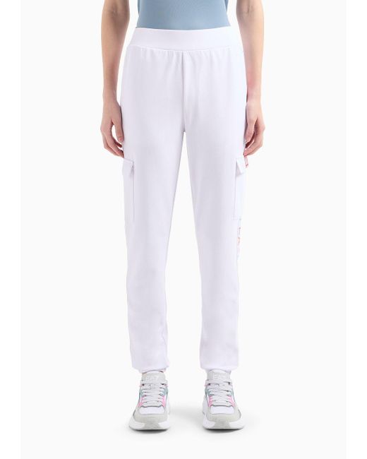 EA7 White Dynamic Athlete Cargo Trousers In Asv Natural Ventus7 Technical Fabric