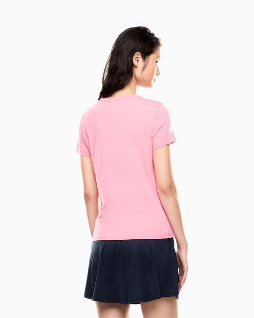 EA7 Pink Nitto Atp Finals Crew Neck Maxi Logo T-Shirt