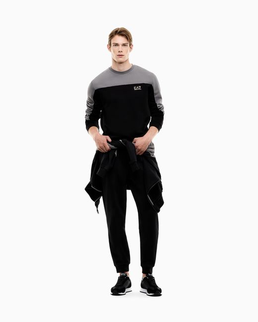 EA7 Black Jersey Sweatshirt Athletic Cotton Regular Fit for men