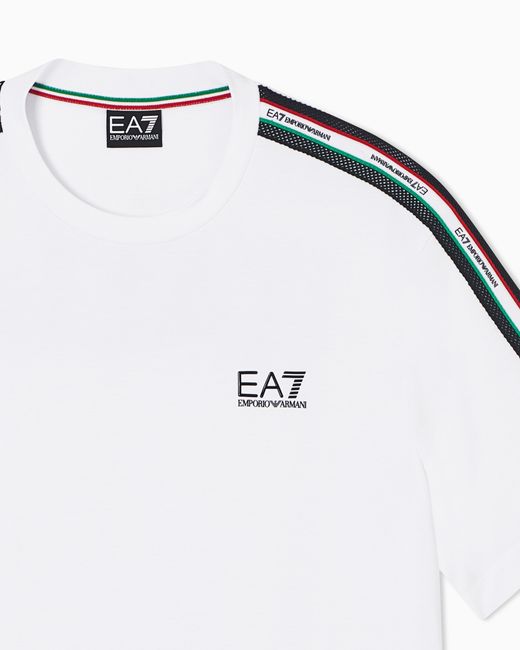 EA7 White Italian Spirit Cotton-Jersey Crew-Neck T-Shirt for men