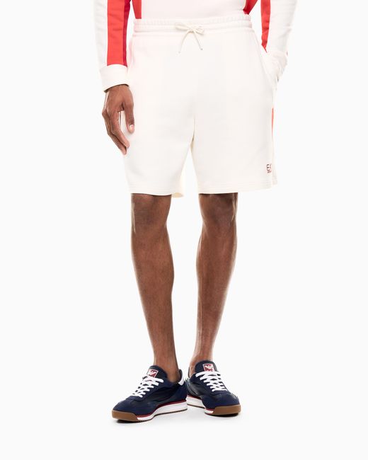 EA7 White Summer Block Pure Cotton Shorts for men