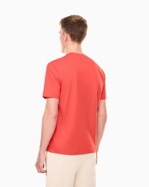 EA7 Red Visibility Cotton-Jersey Crew-Neck T-Shirt for men