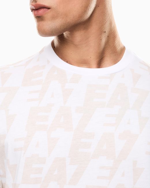 EA7 White Asv Logo Series Organic-Cotton Crew-Neck T-Shirt for men