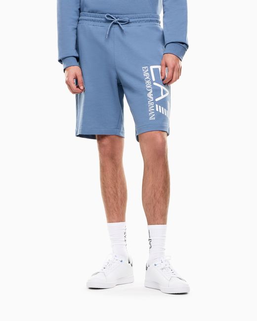 EA7 Blue Core Identity Cotton Shorts for men