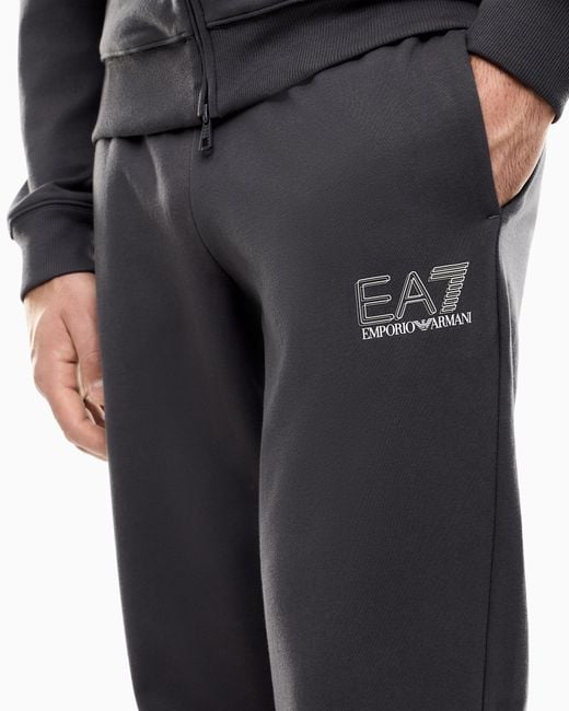 EA7 Gray Visibility Pure Cotton Zip-Up Tracksuit for men