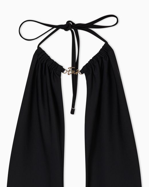 EA7 Blue One-Piece Swimsuit With Wide Neckline