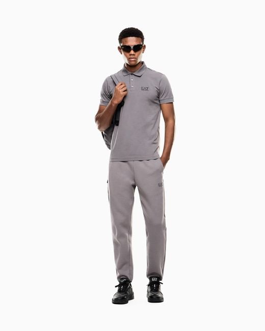 EA7 Gray Stretch Polo for men