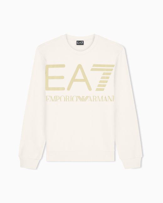 EA7 Natural Sweatshirt Logo Series Regular Fit Cotton Jersey for men