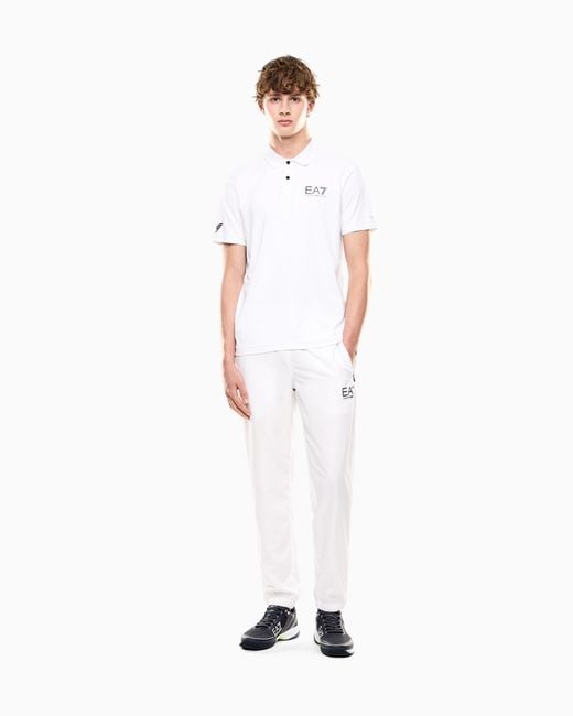 EA7 White Ventus7 Polo for men