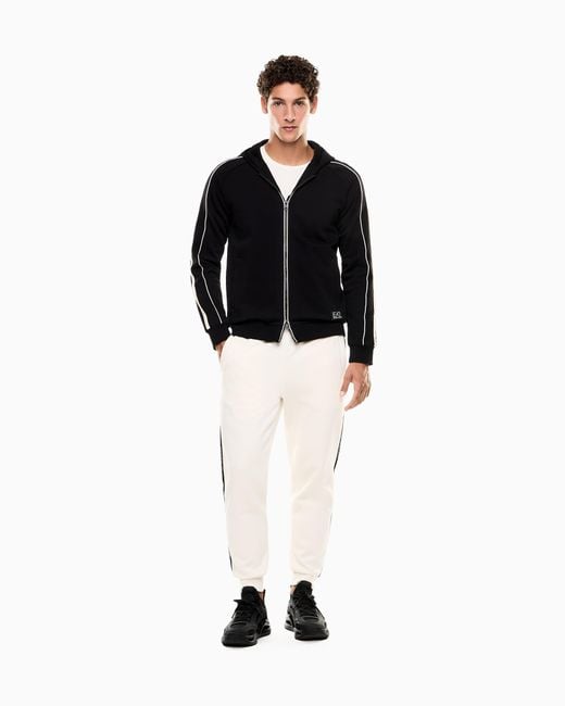 EA7 Logo Series Sweatshirt Mit Kapuze Und Reißverschluss, Gefertigt Aus Einer Baumwoll-Mischung in Black für Herren