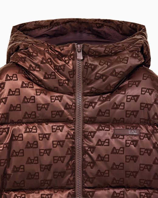 EA7 Brown Bomber Jacket Oversized With Extra Padding And Monogram